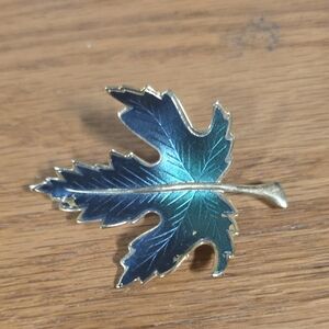 3 Items For $15 Elegant Leaf Brooch with Gold Trim